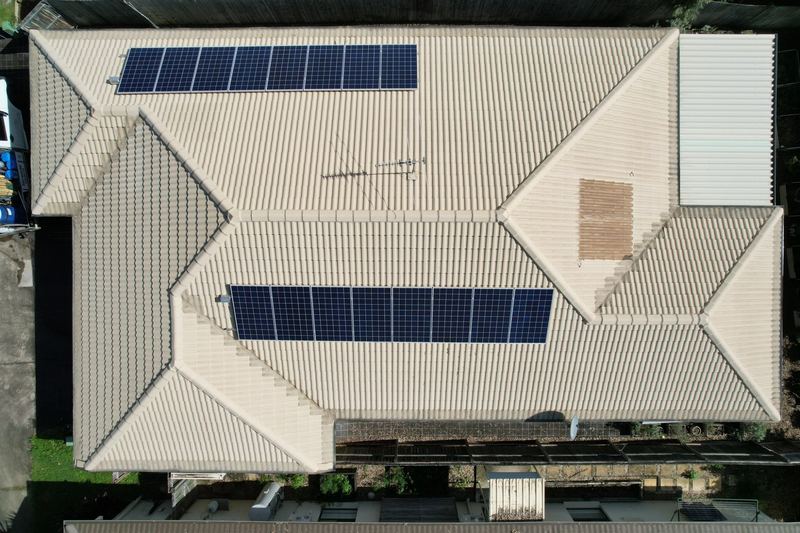 Roof after restoration - cream tiles restored