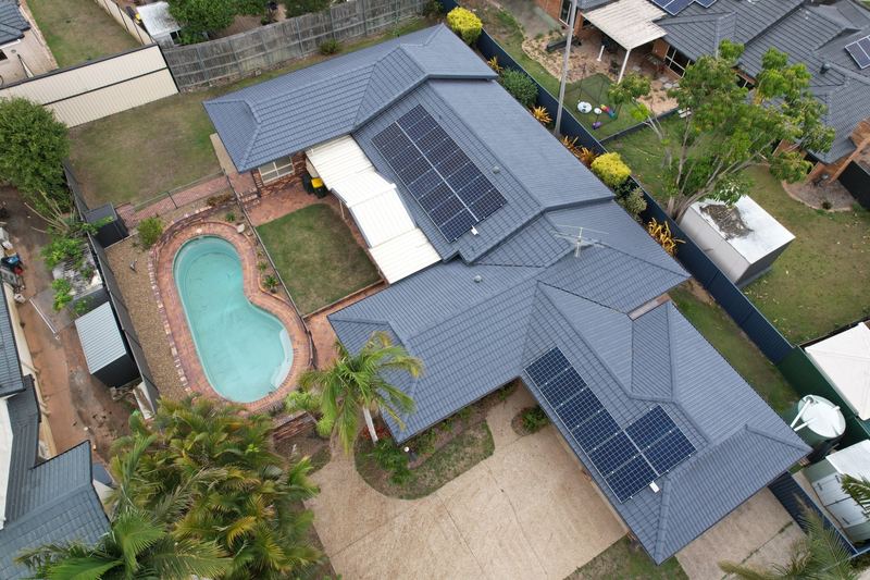 Roof after painting - dark charcoal tiles