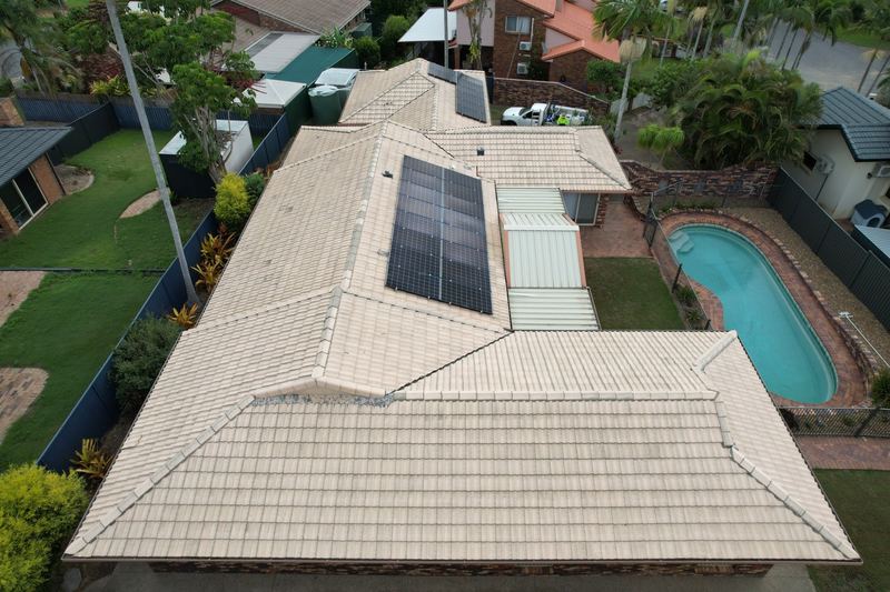 Roof before painting - faded cream tiles