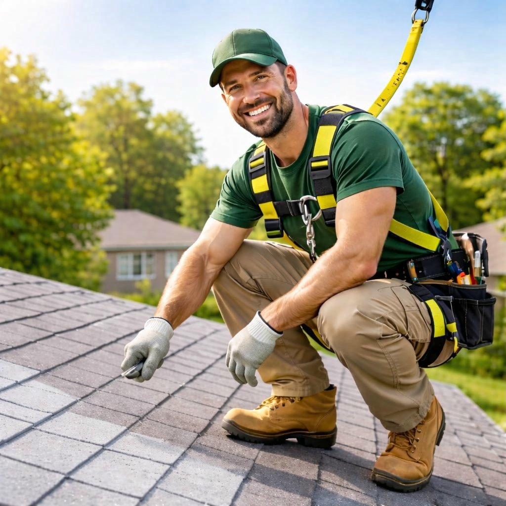 Aussie Roof Painting professional at work on a roof